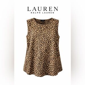 Lauren Ralph Lauren Leopard Print Silk Blend Sleeveless Top | 2X